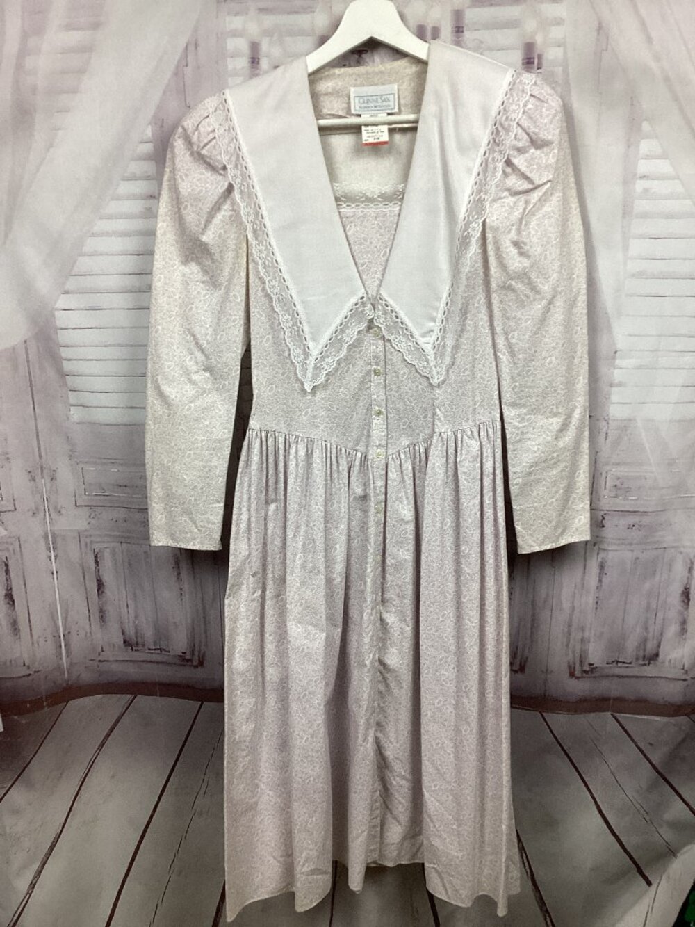 Vintage Gunne Sax Prairie Midi Dress Long Sleeve Lavender Floral 8